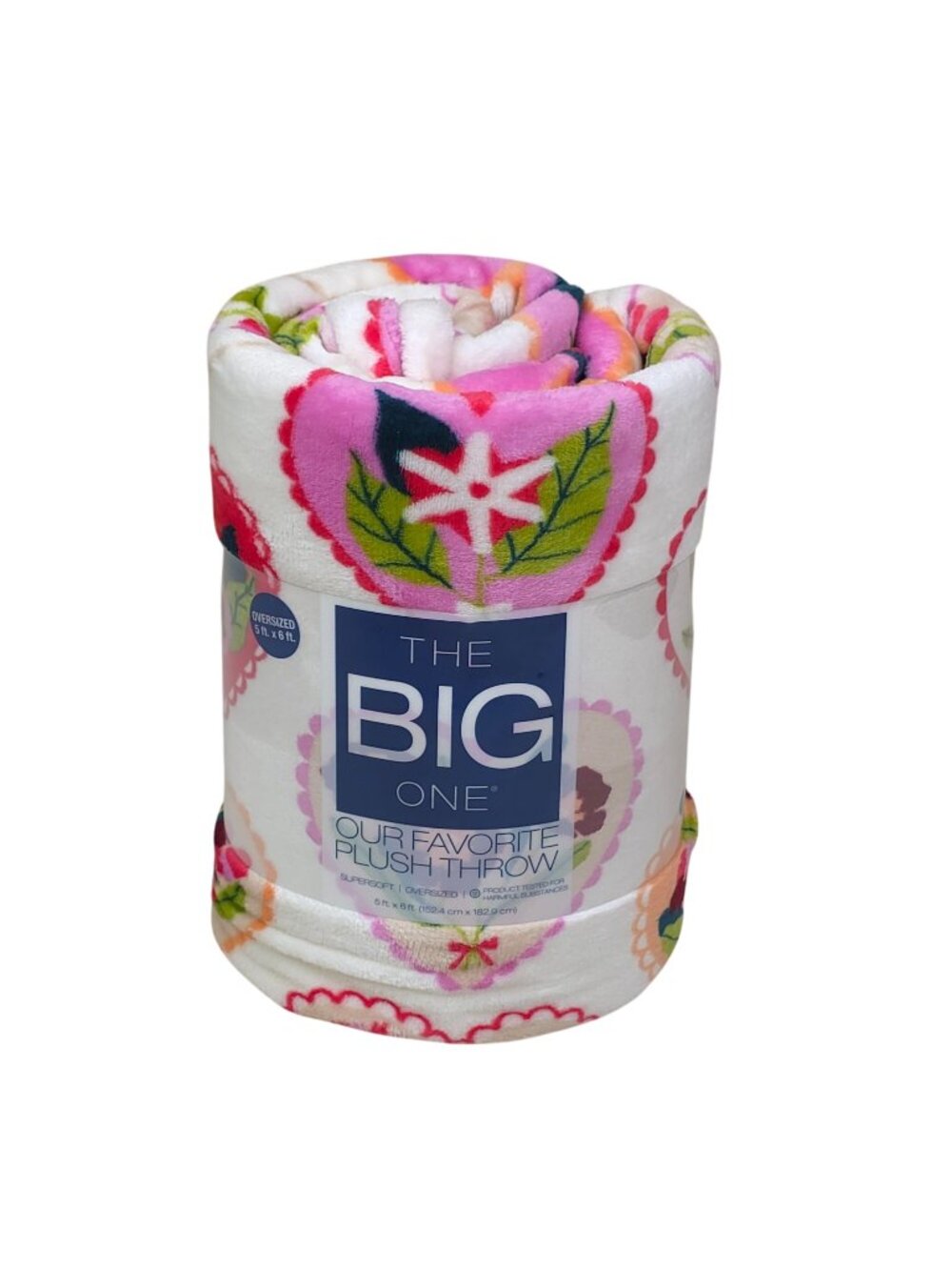 The Big One Oversized Plush Throw Blanket 5' x 6' Heart Floral Pattern Soft Cozy